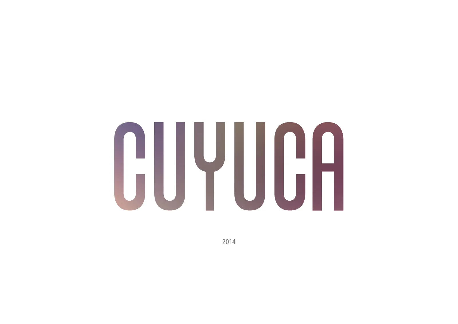 Original Cuyuca 2014 catalogue cover: the wordmark and year on a white page.