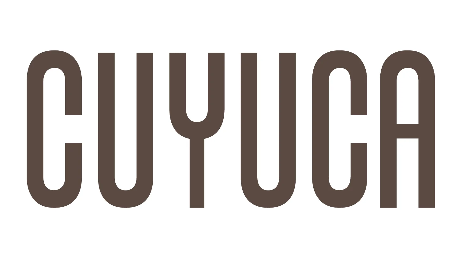Original Cuyuca wordmark in warm brown, with tall rounded letterforms.