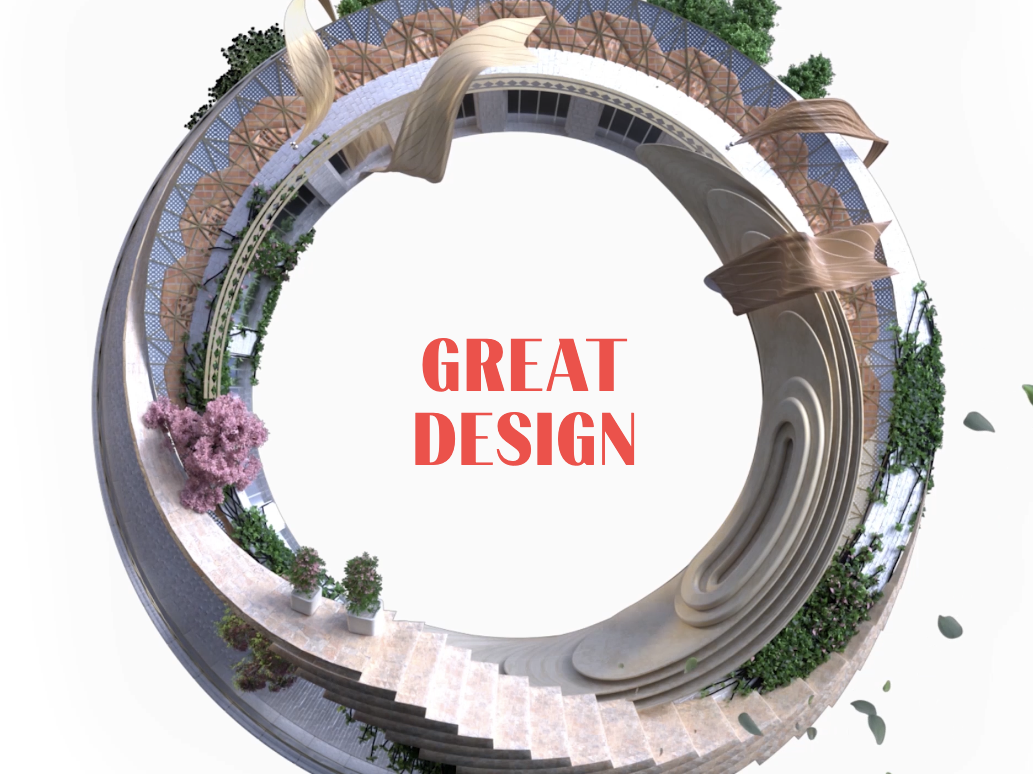 One Olympia’s circular architectural composition with Great Design typography.